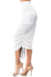 Women's Pencil Style Ruched Maxi Skirt with Pockets