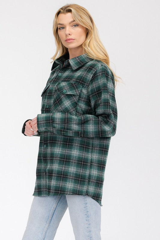 Men's Oversized Checker Plaid Flannel Shirt