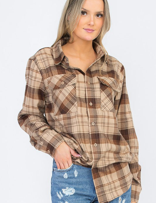 Men's Oversized Checker Plaid Flannel Shirt