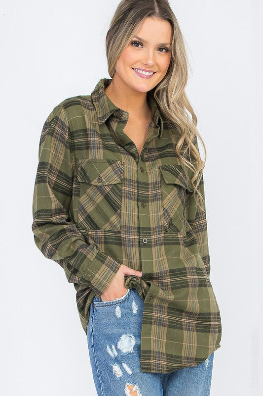 Men's Oversized Checker Plaid Flannel Shirt