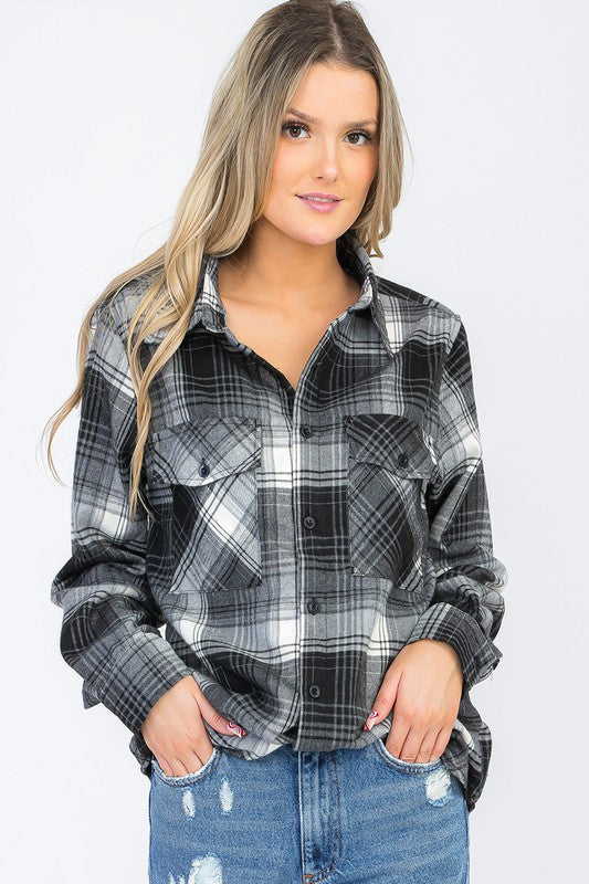 Men's Oversized Checker Plaid Flannel Shirt