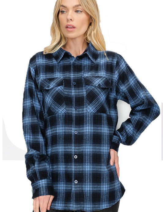 Men's Oversized Checker Plaid Flannel Shirt