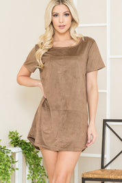 Women's Casual Micro Suede Tunic Dress