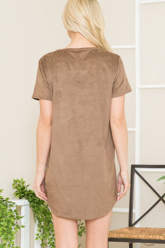 Women's Casual Micro Suede Tunic Dress