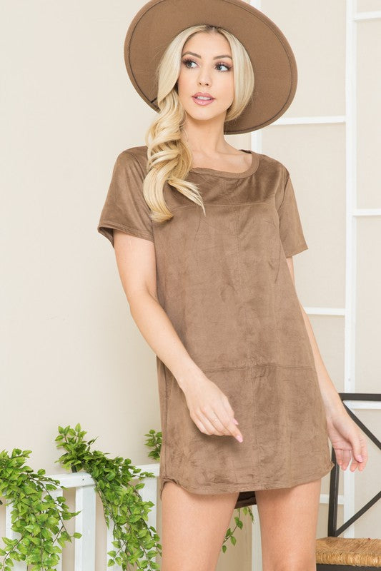 Women's Casual Micro Suede Tunic Dress