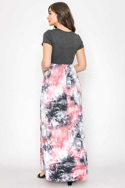 Women's Two Tone Tie Dye Maxi Dress