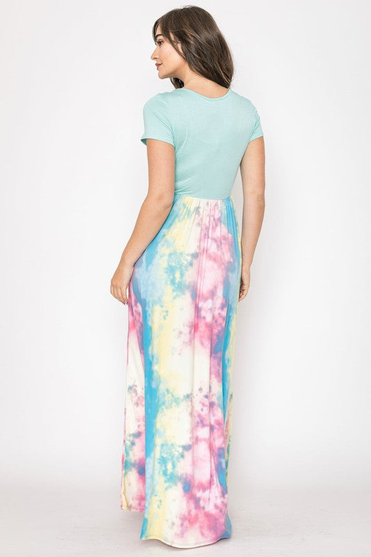 Women's Two Tone Tie Dye Maxi Dress