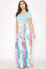 Women's Two Tone Tie Dye Maxi Dress