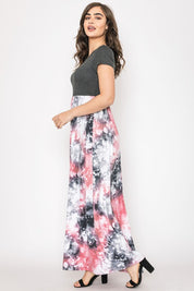 Women's Two Tone Tie Dye Maxi Dress