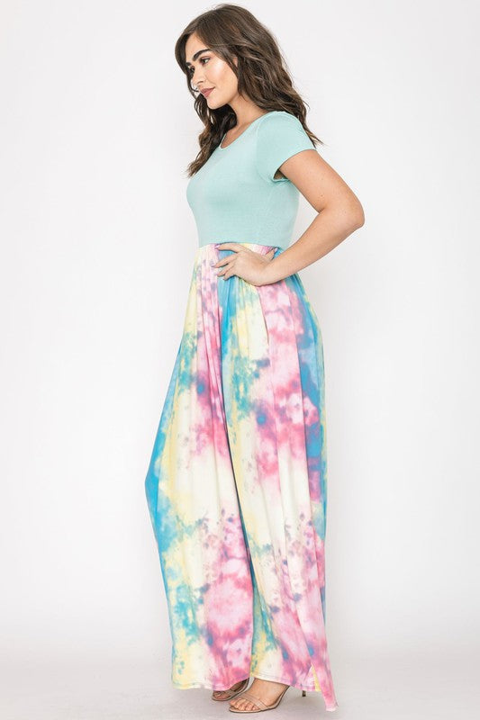 Women's Two Tone Tie Dye Maxi Dress