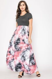 Women's Two Tone Tie Dye Maxi Dress