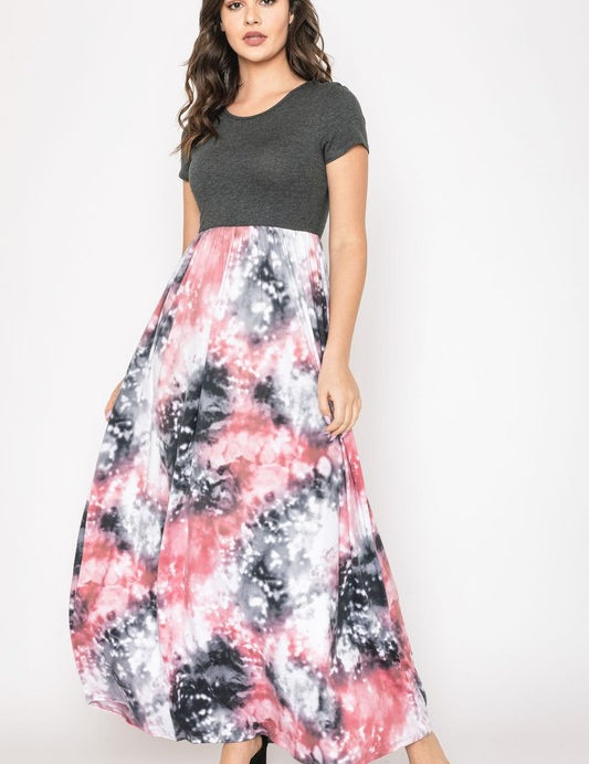 Women's Two Tone Tie Dye Maxi Dress