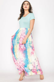 Women's Two Tone Tie Dye Maxi Dress