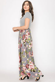 Women's Short Sleeve Floral Maxi Dress