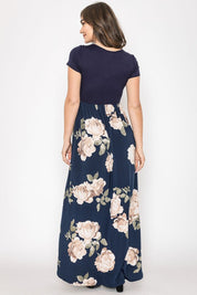 Women's Short Sleeve Floral Maxi Dress