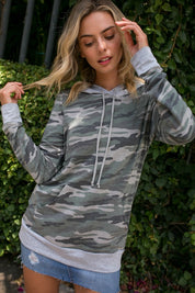 Plus Size Sporty Camouflage Print Hoodie Sweatshirt