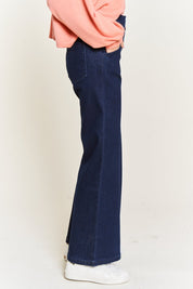 Women's High Waisted Button Front Wide Leg Jeans