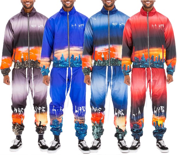 Men's Windbreaker Track Suit with NYC and LA Prints