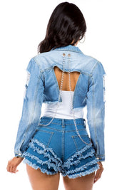 Women's Chain Detail Denim Jacket