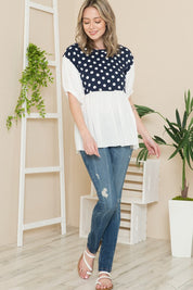 Women's Casual Polka Dot Balloon Sleeve Babydoll Tunic