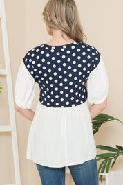 Women's Casual Polka Dot Balloon Sleeve Babydoll Tunic