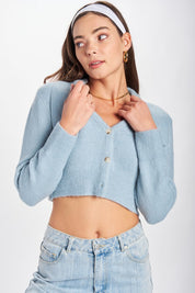 Women's Cropped Cardigan with Wide Collar