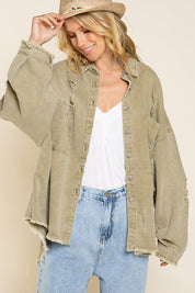 Women's Oversized Fringe Distressed Jacket