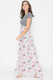 Women's Floral Stripe Maxi Dress