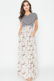 Women's Floral Stripe Maxi Dress