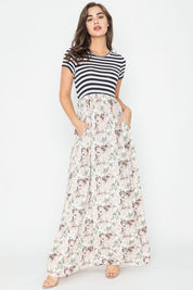 Women's Floral Stripe Maxi Dress