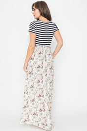 Women's Floral Stripe Maxi Dress