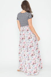 Women's Floral Stripe Maxi Dress