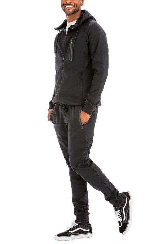 Men's Full Zip Track Set with Elastic Waist Pants