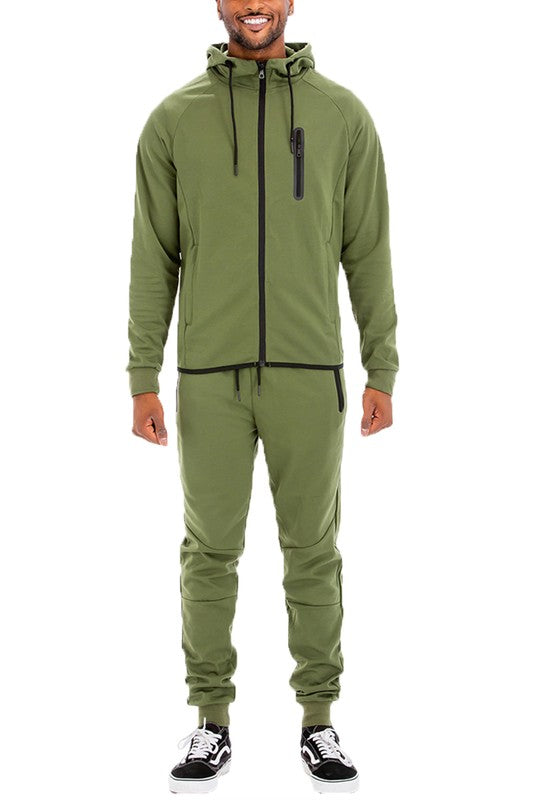 Men's Full Zip Track Set with Elastic Waist Pants