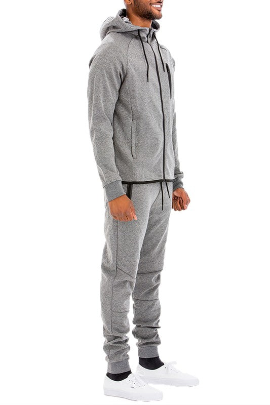 Men's Full Zip Track Set with Elastic Waist Pants