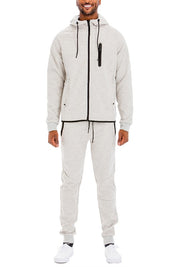 Men's Full Zip Track Set with Elastic Waist Pants