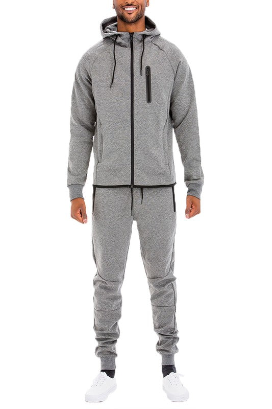 Men's Full Zip Track Set with Elastic Waist Pants