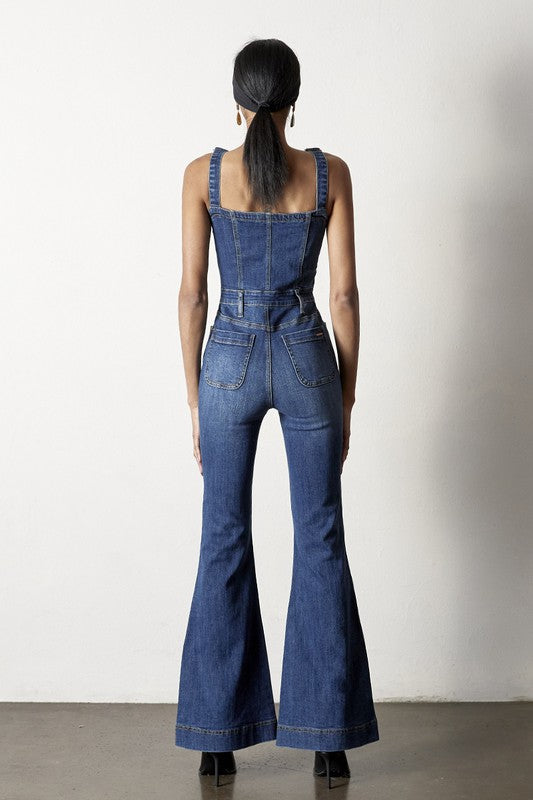 Women's Regular Fit Flare Denim Overalls