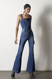 Women's Regular Fit Flare Denim Overalls