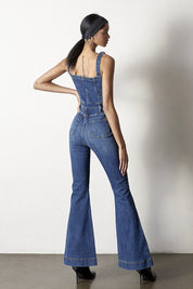 Women's Regular Fit Flare Denim Overalls