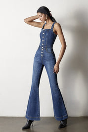 Women's Regular Fit Flare Denim Overalls