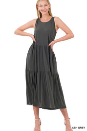 Women's Sleeveless Tiered Midi Dress