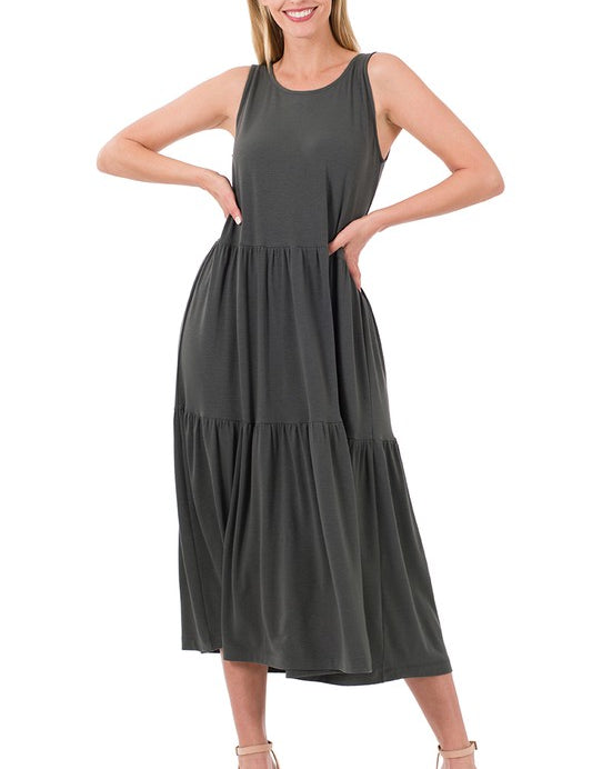 Sleeveless Tiered Midi Dress