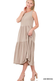 Women's Sleeveless Tiered Midi Dress