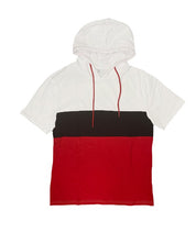 SOLID COLOR BLOCK SHORT SLEEVE HOODIE