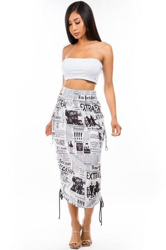 Women's Ruched Side Maxi Skirt with Pockets
