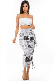 Women's Ruched Side Maxi Skirt with Pockets