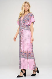 Women's Casual Floral Surplice Maxi Dress with Side Slit