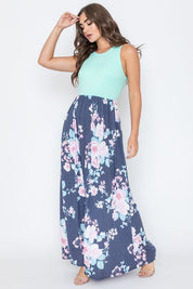 Women's Floral Sleeveless Maxi Dress