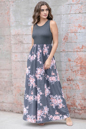 Women's Floral Sleeveless Maxi Dress